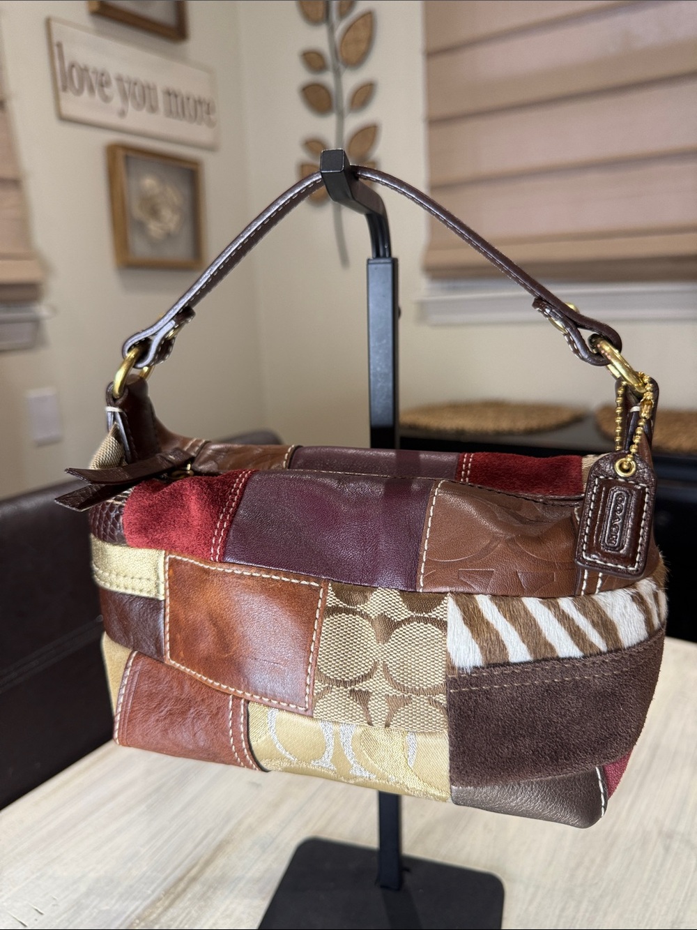 RARE Y2K Vintage Holiday Patchwork Mini Demi Bag-EUC With Bag/Cards